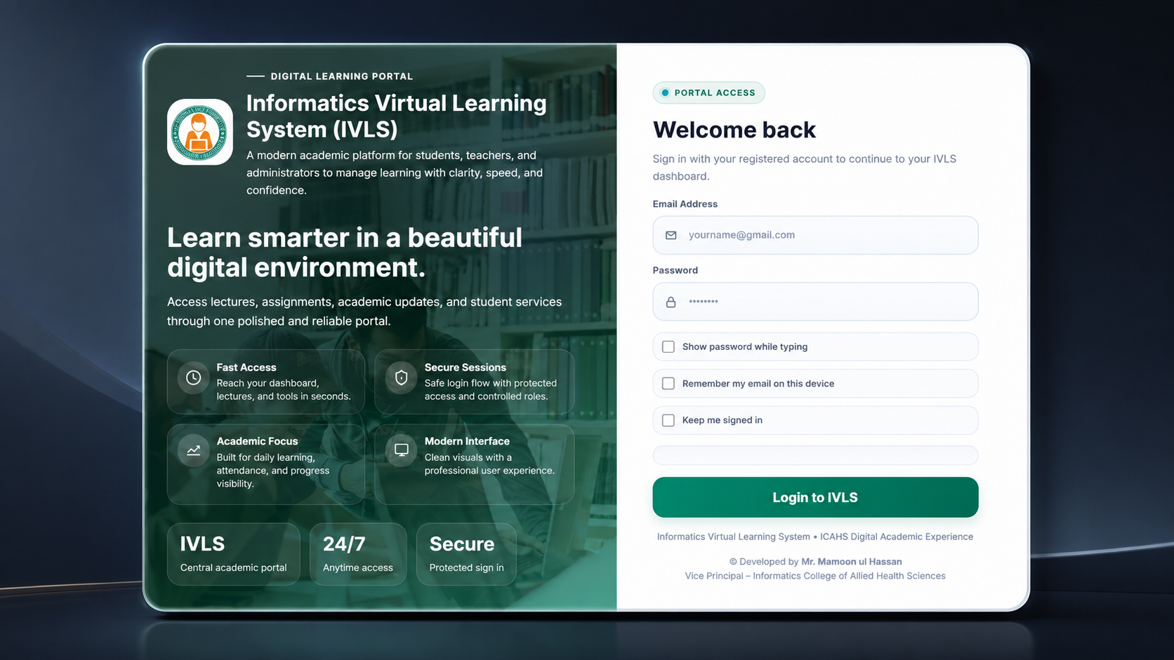 Informatics Virtual Learning System screenshot